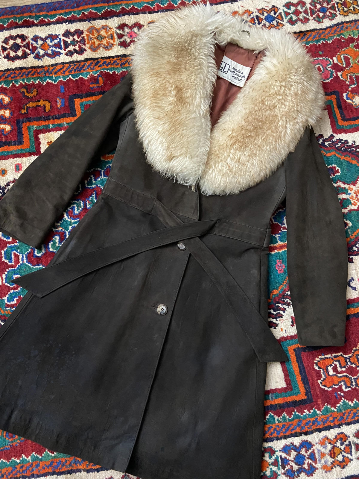 Vintage 1970s Brown Belted Penny Lane Coat