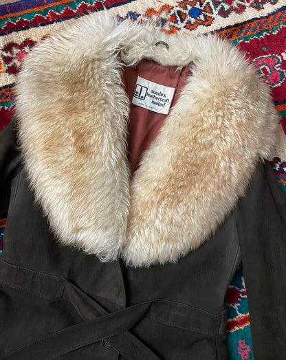 Vintage 1970s Brown Belted Penny Lane Coat