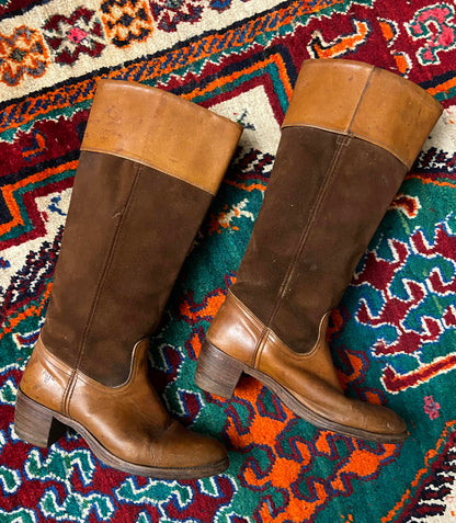 Vintage 1980s Brown Frye Knee High Campus Boots UK 7.5