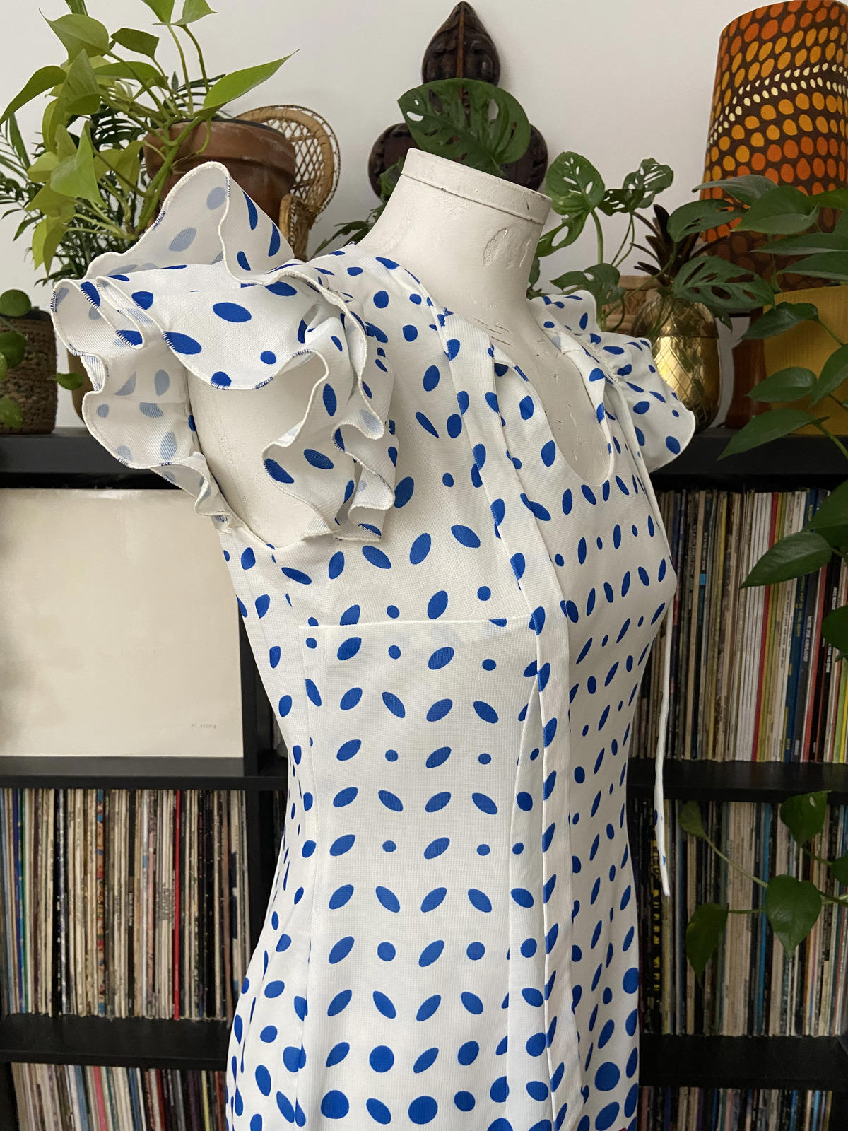Vintage 1970s Homemade Polka Dot Dress