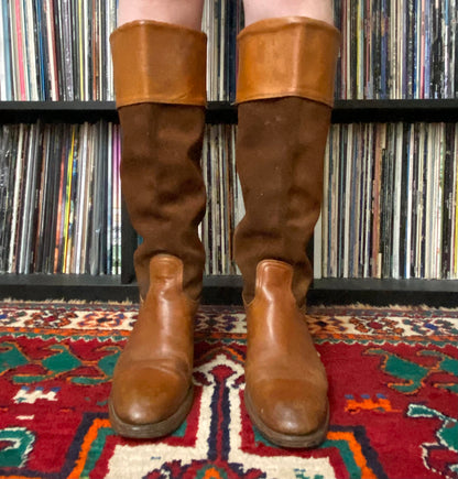 Vintage 1980s Brown Frye Knee High Campus Boots UK 7.5