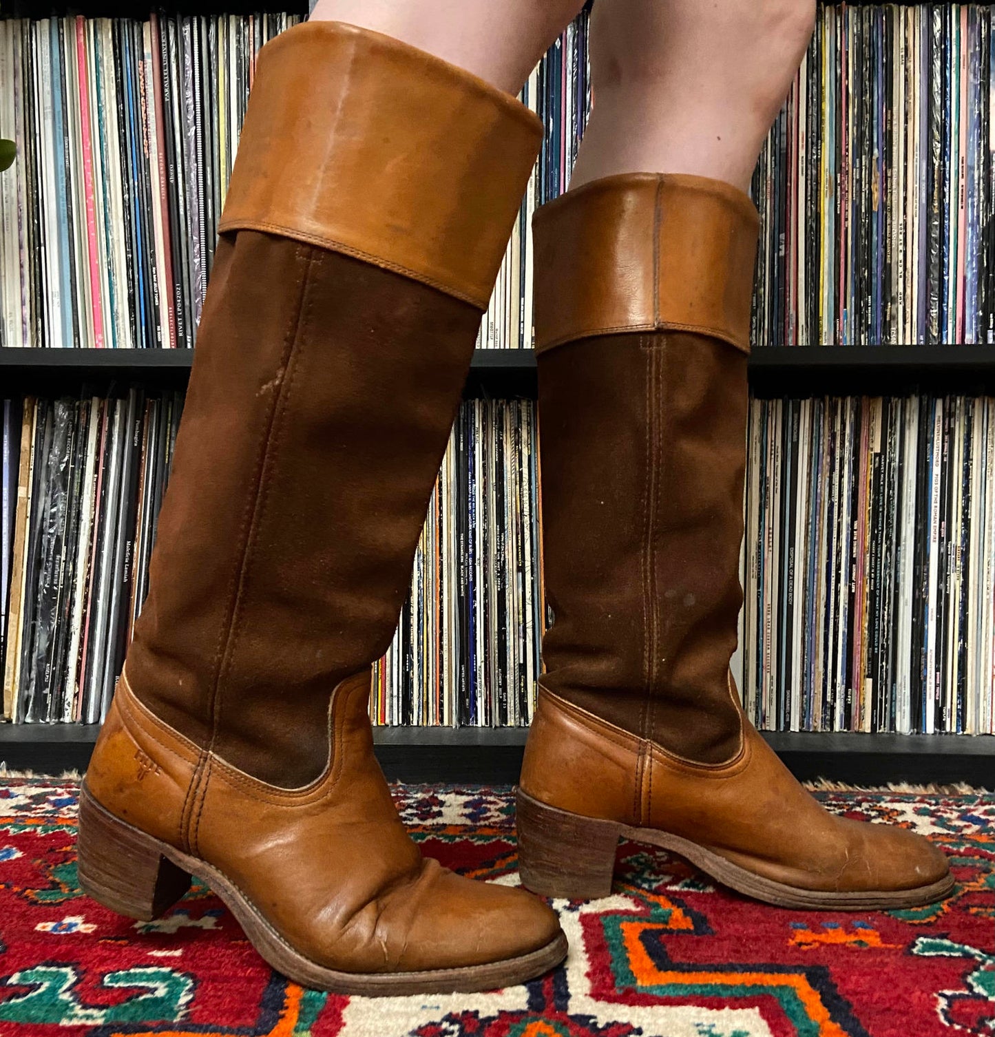 Vintage 1980s Brown Frye Knee High Campus Boots UK 7.5