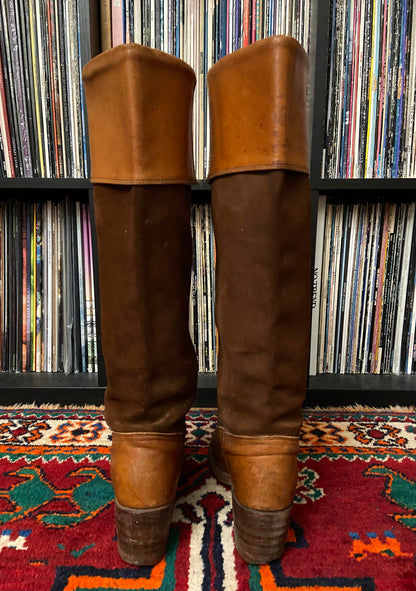 Vintage 1980s Brown Frye Knee High Campus Boots UK 7.5