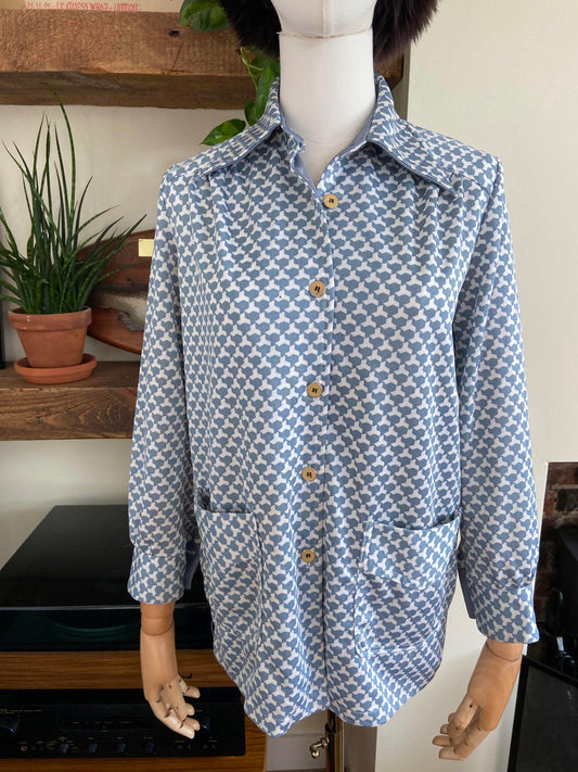 Vintage 1970s Grey White Pocket Shirt