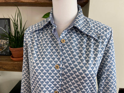 Vintage 1970s Grey White Pocket Shirt