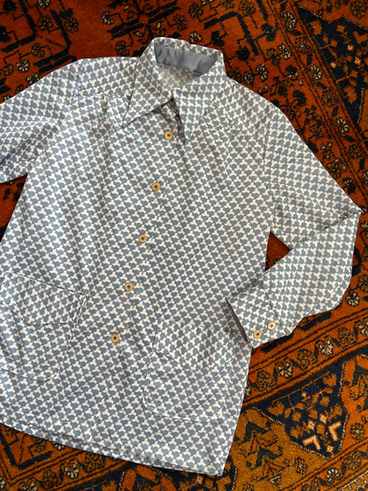 Vintage 1970s Grey White Pocket Shirt