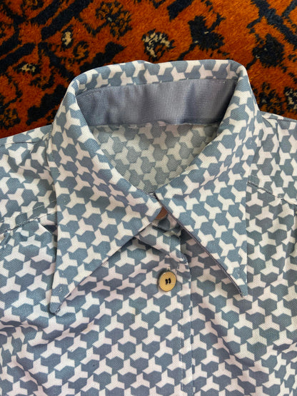 Vintage 1970s Grey White Pocket Shirt