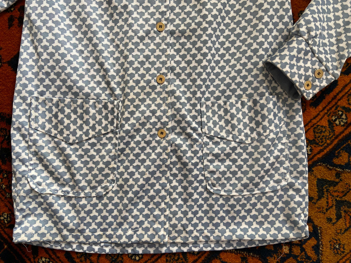 Vintage 1970s Grey White Pocket Shirt