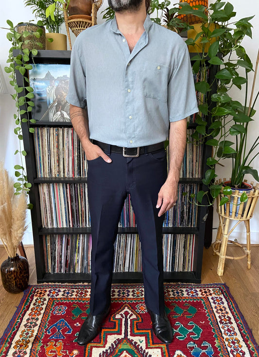 Vintage 1980s Collarless Short Sleeved Shirt