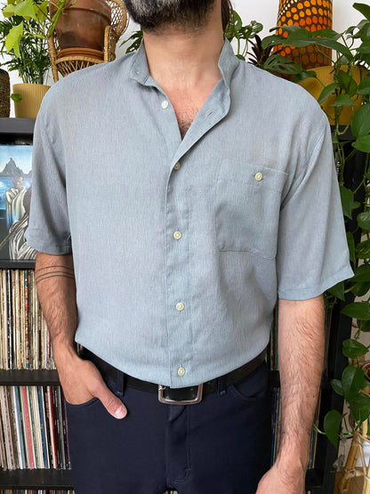 Vintage 1980s Collarless Short Sleeved Shirt