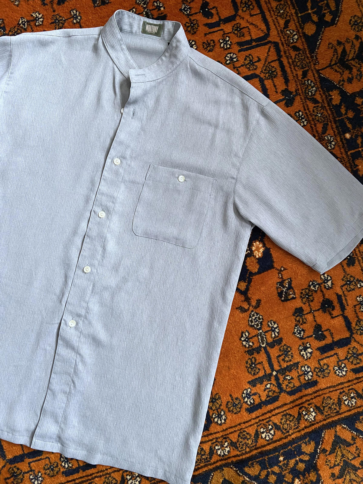 Vintage 1980s Collarless Short Sleeved Shirt
