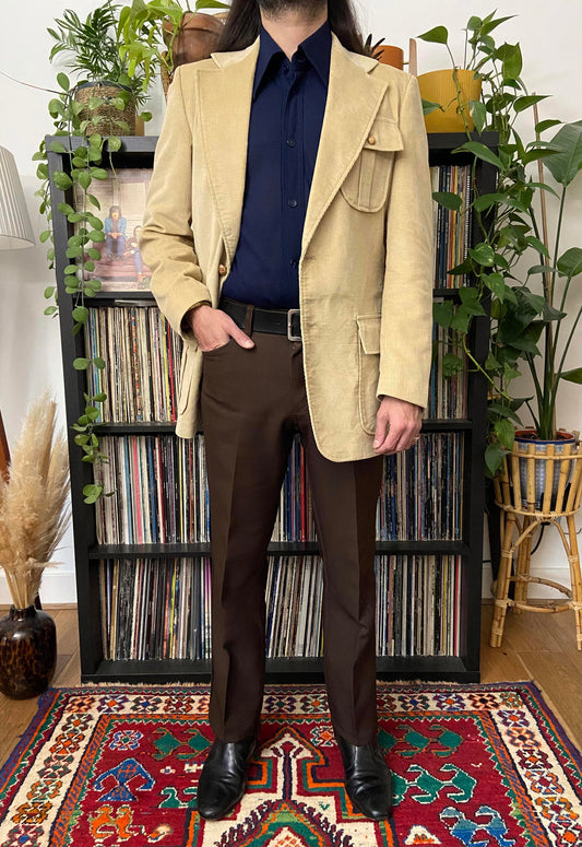 Vintage 1970s Beige Sears Corduroy Western Jacket
