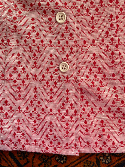Vintage 1960s Red Geometric Print Blouse