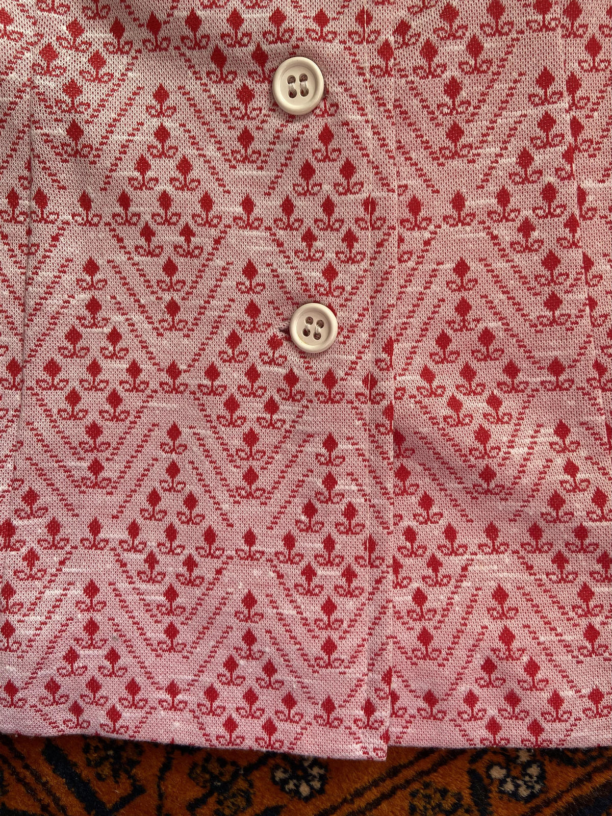Vintage 1960s Red Geometric Print Blouse