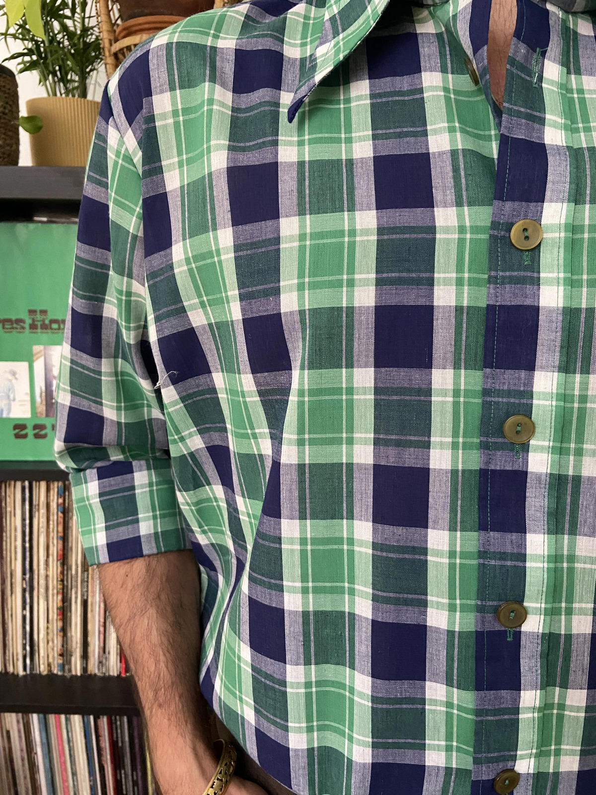 Vintage 1970s Dagger Collar Checked Shirt