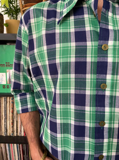 Vintage 1970s Dagger Collar Checked Shirt