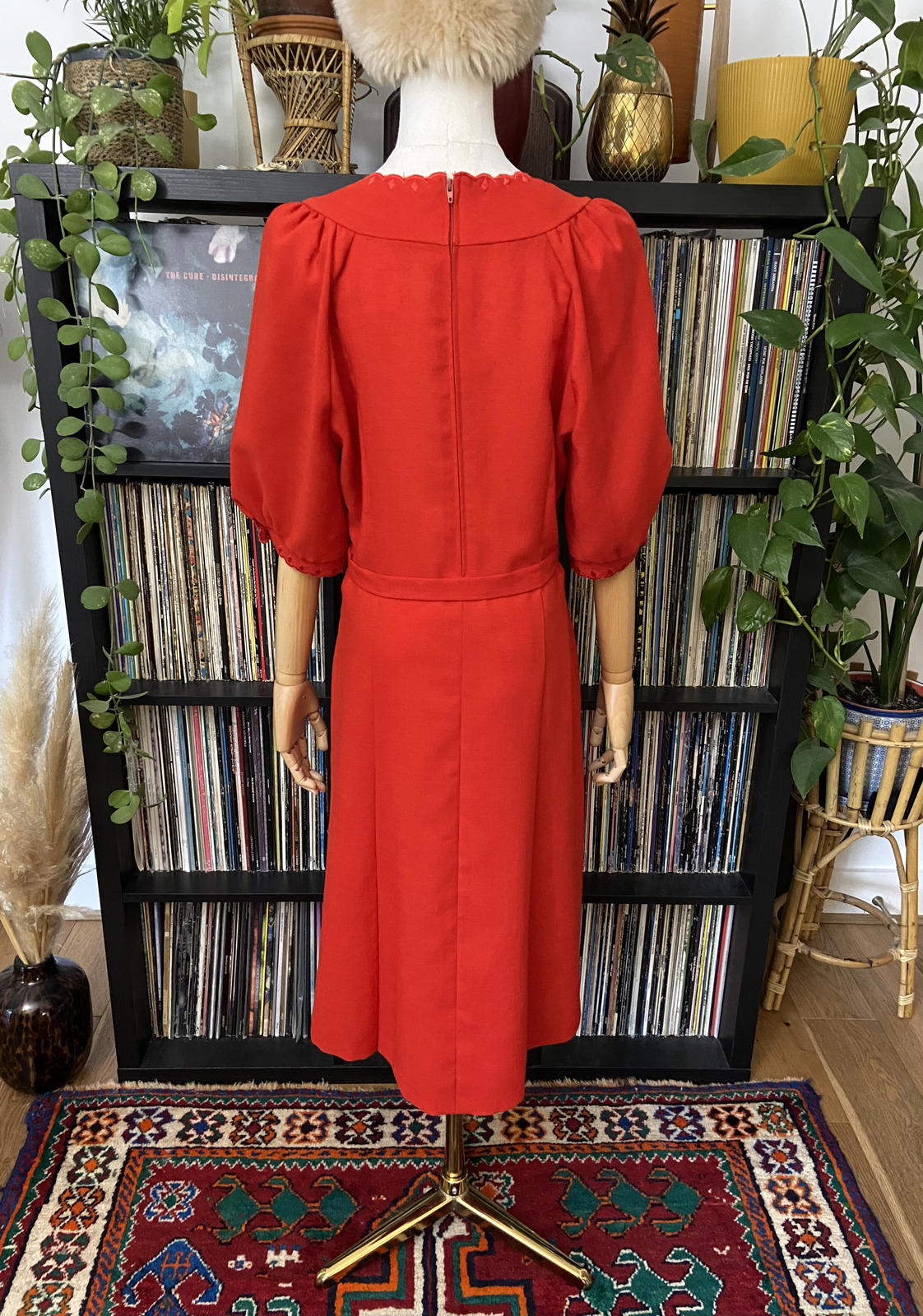 Vintage 1980s Red Scalloped Dress
