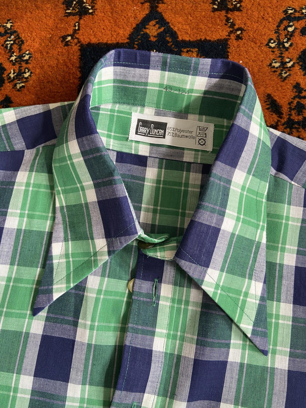 Vintage 1970s Dagger Collar Checked Shirt