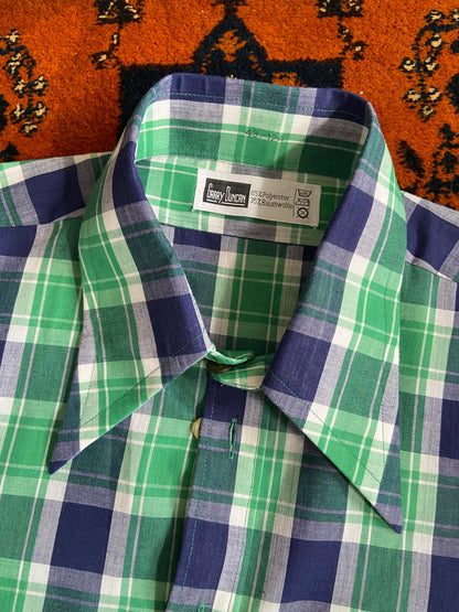 Vintage 1970s Dagger Collar Checked Shirt