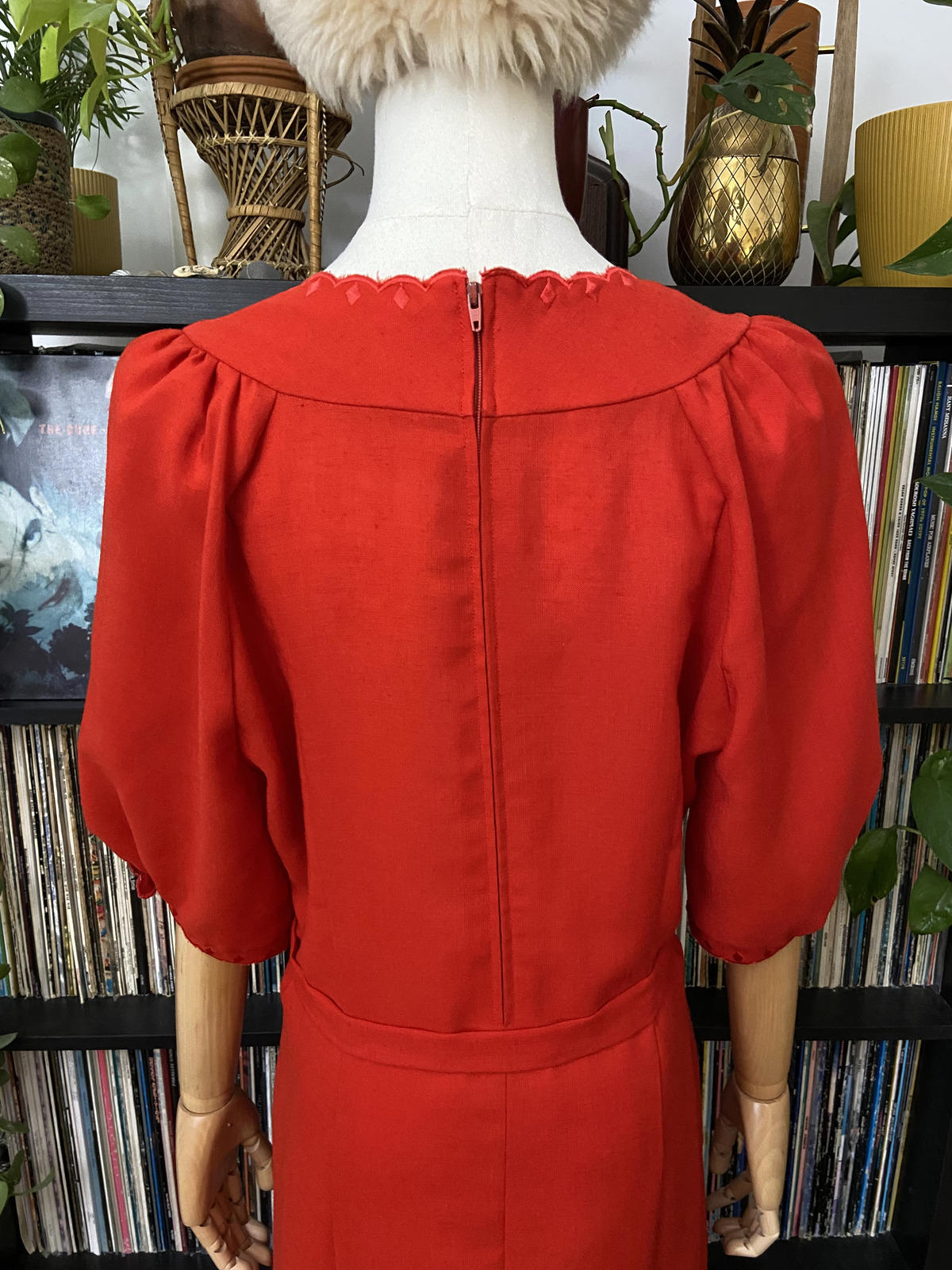 Vintage 1980s Red Scalloped Dress