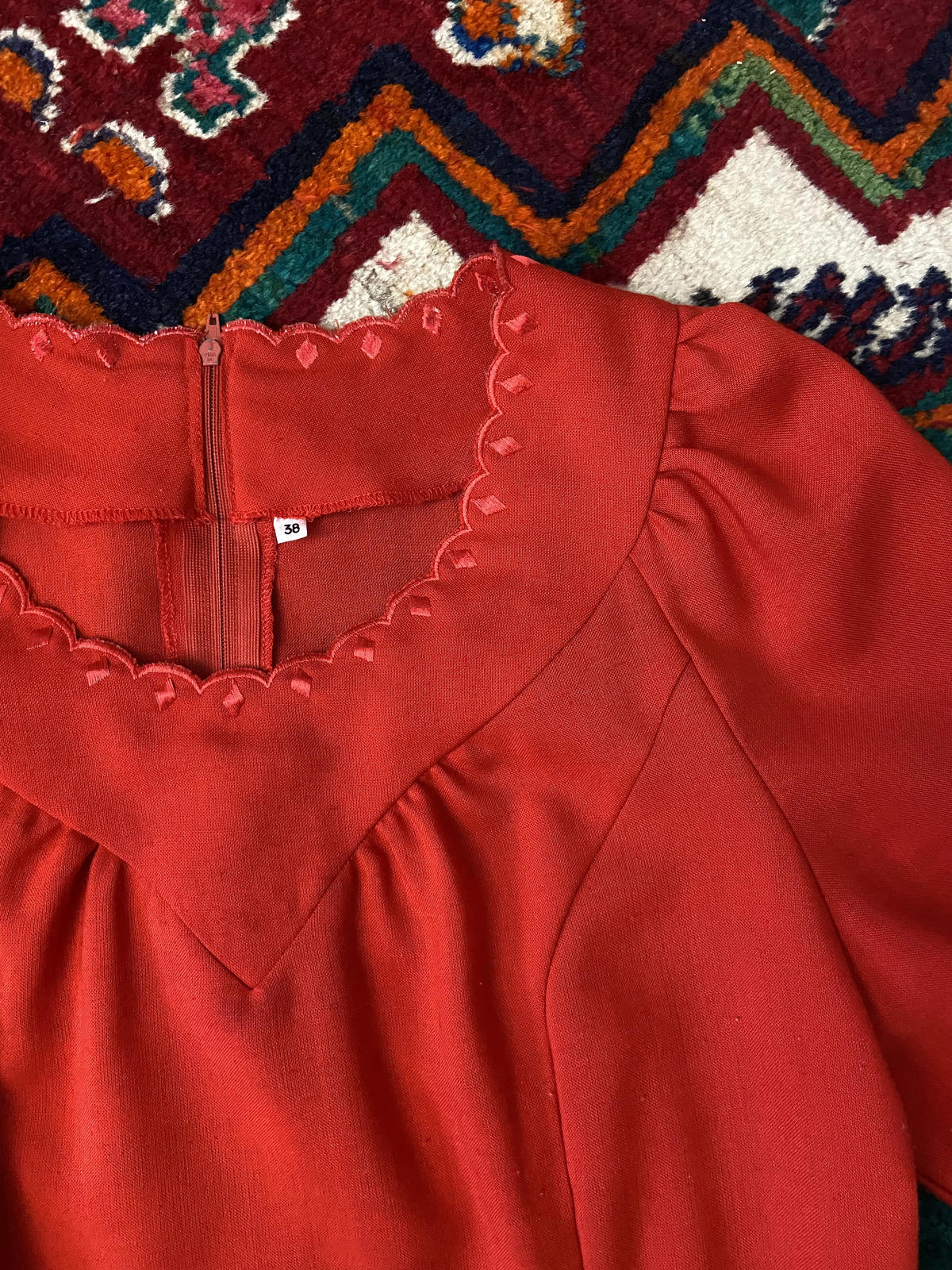 Vintage 1980s Red Scalloped Dress