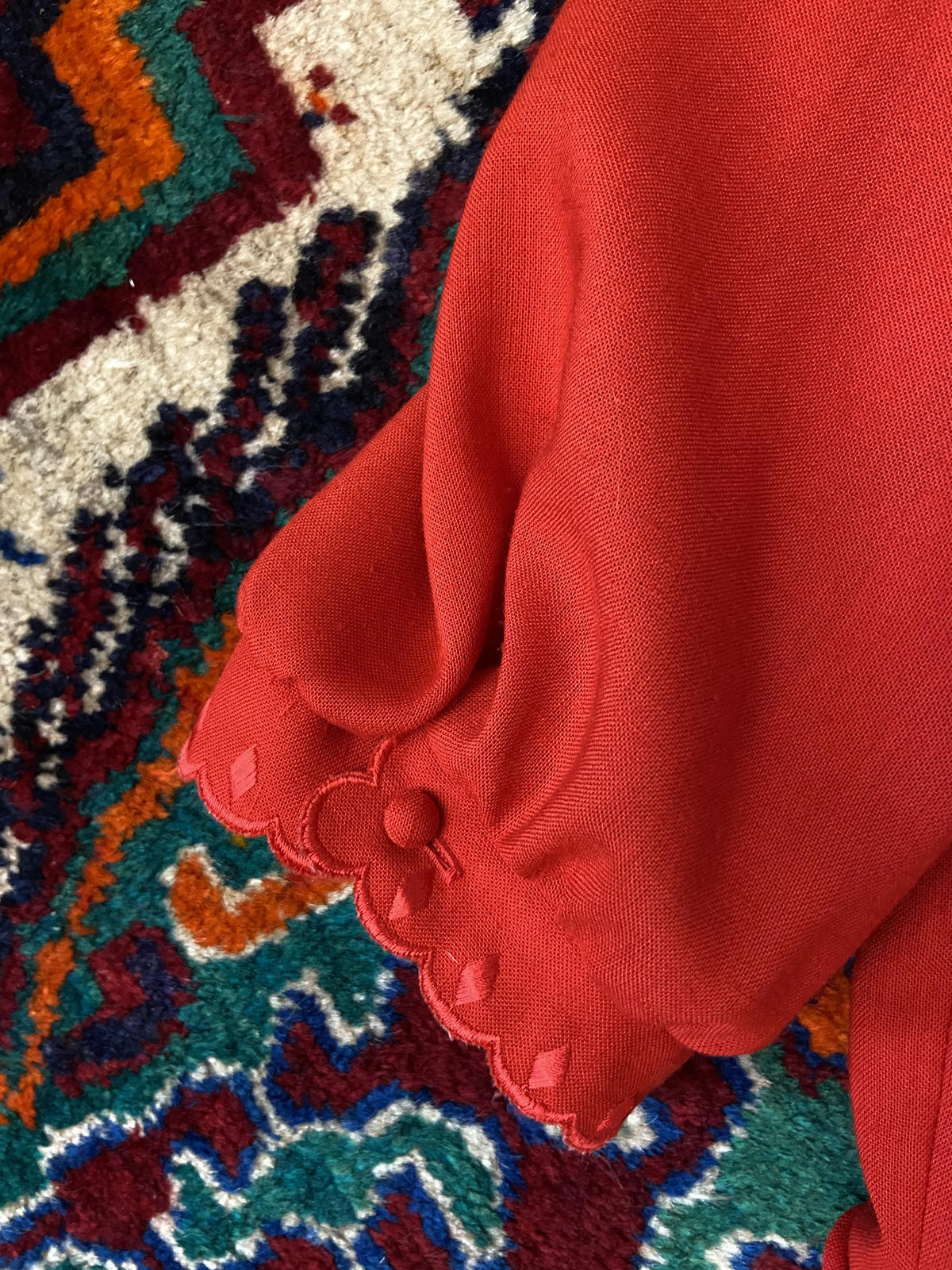Vintage 1980s Red Scalloped Dress