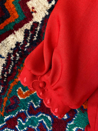 Vintage 1980s Red Scalloped Dress