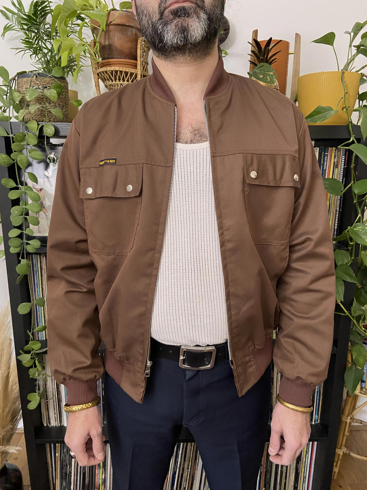 Vintage 1980s Brown Brazilian Bomber Jacket