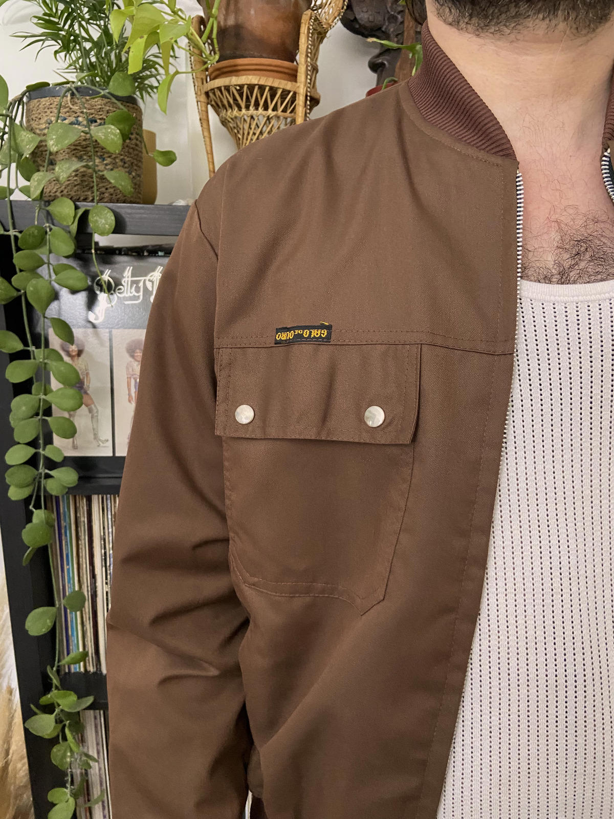 Vintage 1980s Brown Brazilian Bomber Jacket