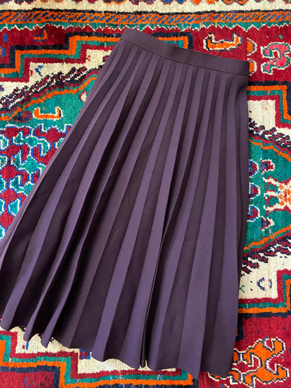 Vintage 1980s Aubergine Pleated Skirt