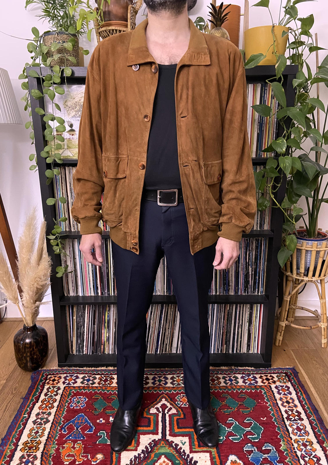 Vintage 90s Mid Brown Suede Bomber Jacket