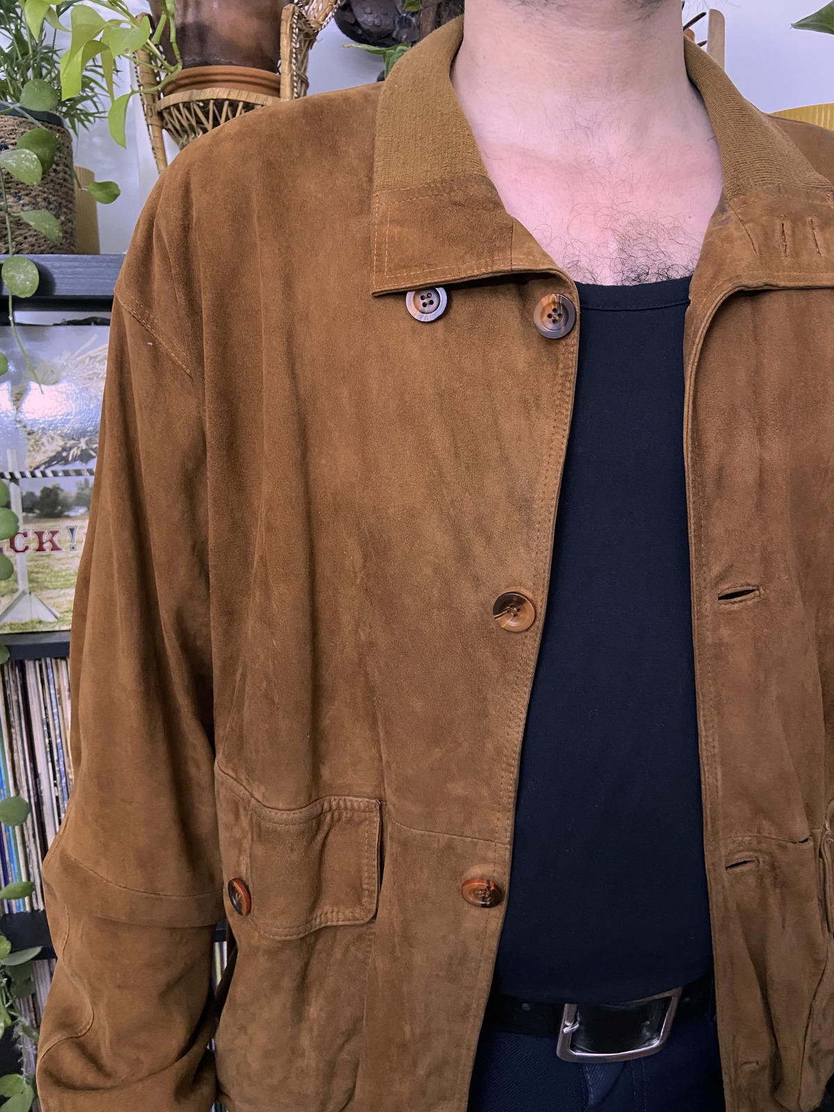Vintage 90s Mid Brown Suede Bomber Jacket