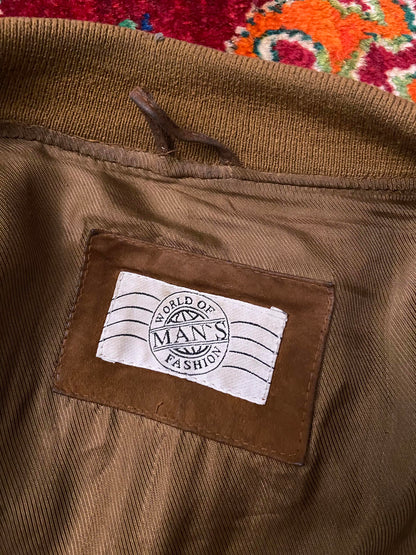 Vintage 90s Mid Brown Suede Bomber Jacket