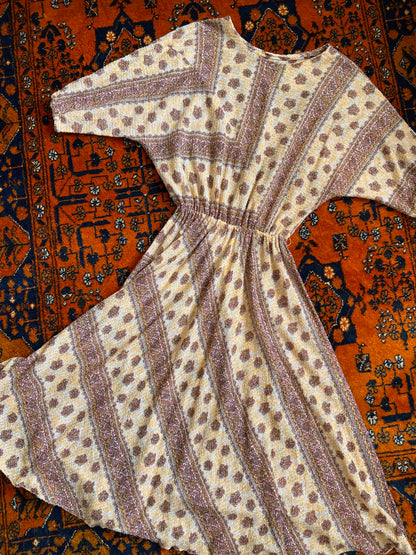 Vintage 1980s Beige Glitter Batwing Dress
