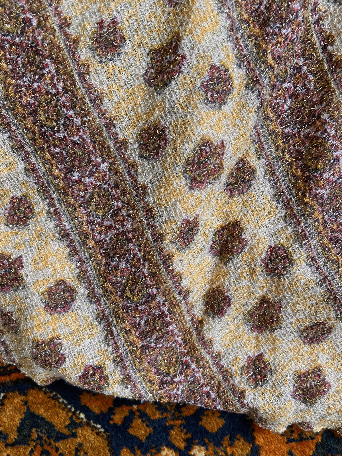 Vintage 1980s Beige Glitter Batwing Dress