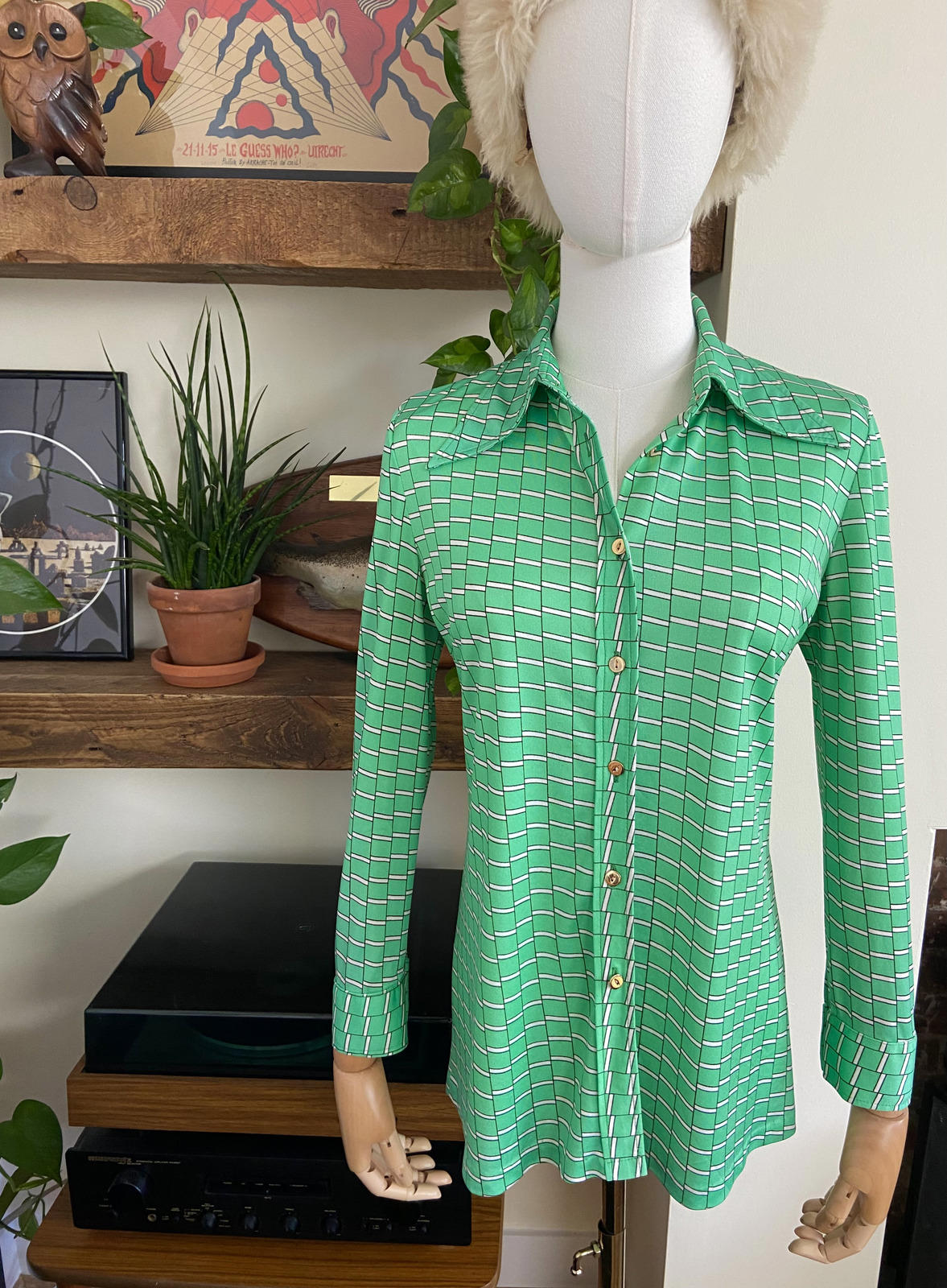 Vintage 1970s Green Japanese Jersey Shirt