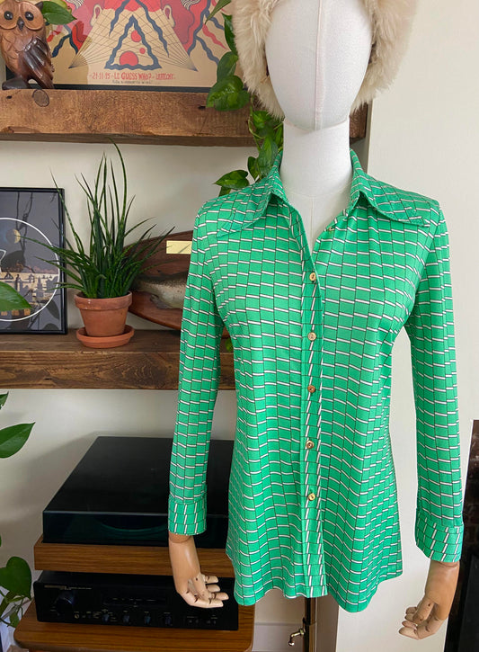 Vintage 1970s Green Japanese Jersey Shirt