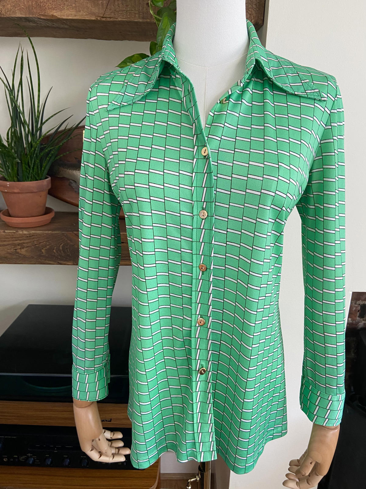 Vintage 1970s Green Japanese Jersey Shirt