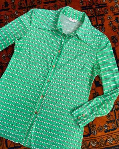 Vintage 1970s Green Japanese Jersey Shirt