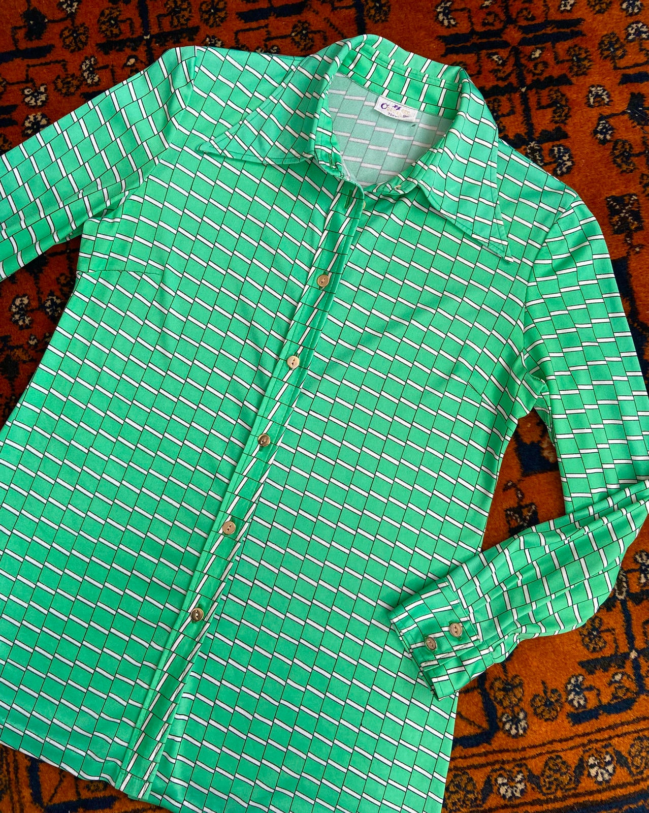 Vintage 1970s Green Japanese Jersey Shirt