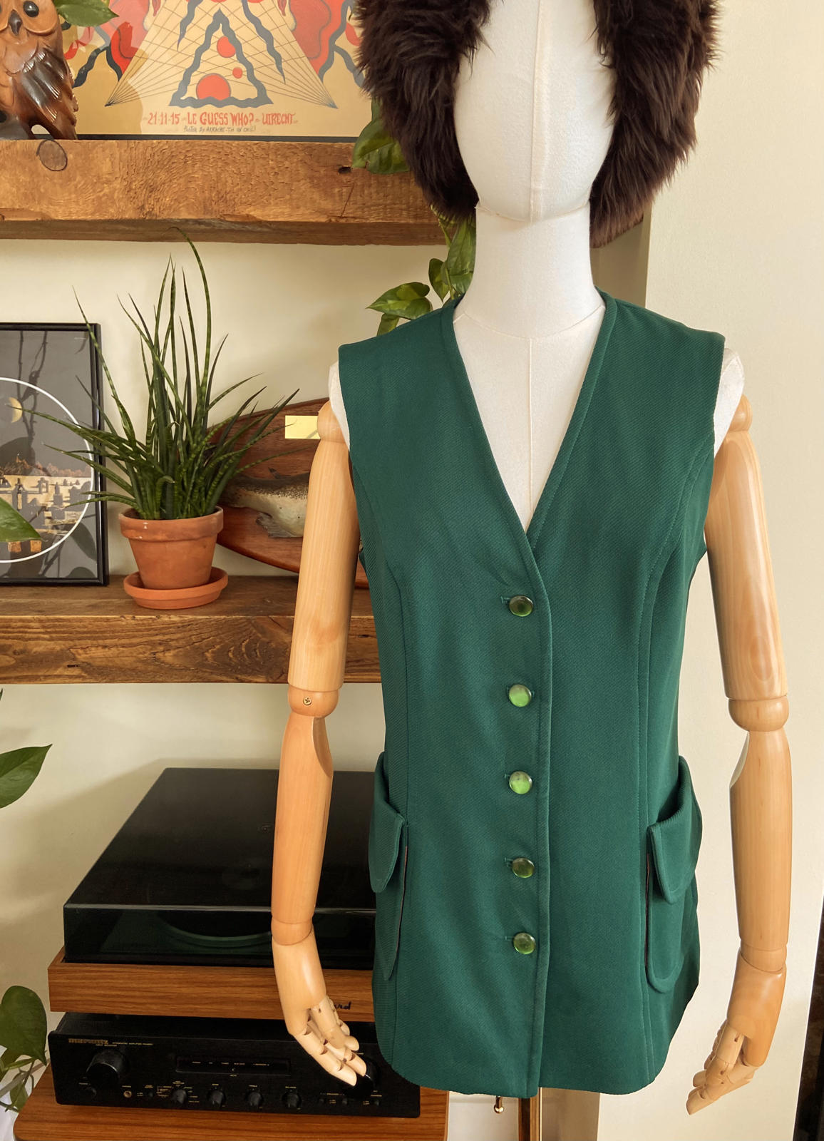 Vintage 1970s Green Waistcoat