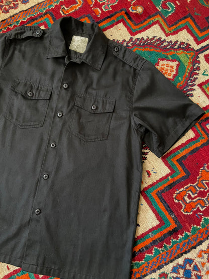 Vintage Black Twill Short-Sleeved Shirt