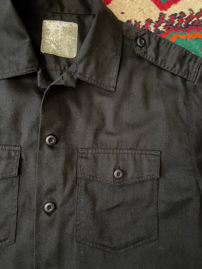 Vintage Black Twill Short-Sleeved Shirt