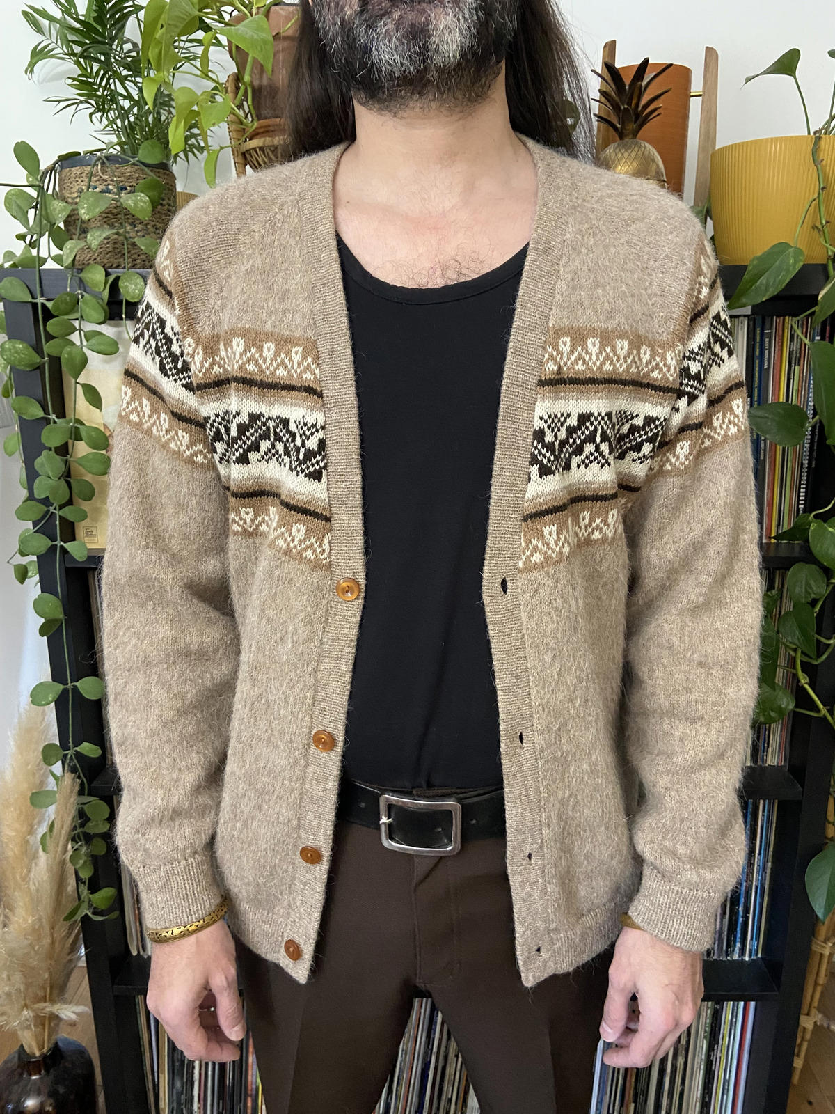 Vintage Beige Fairisle Cardigan