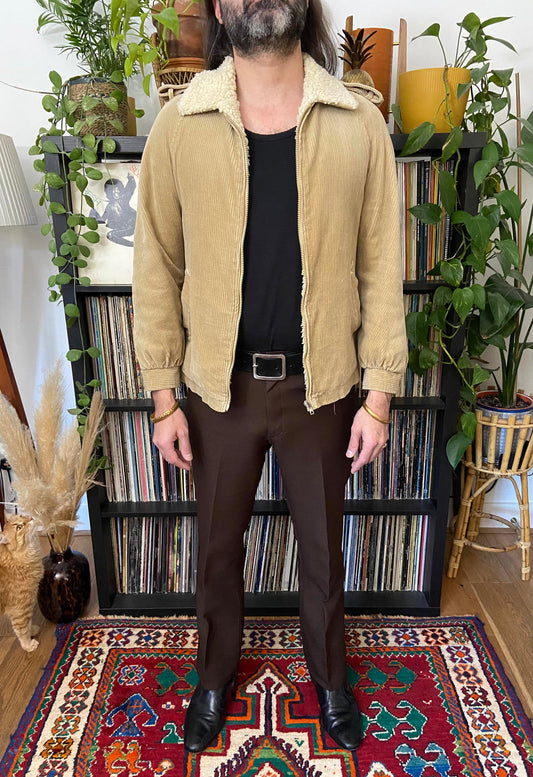 Vintage 1980s Beige Corduroy Sherpa Jacket