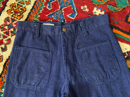 Vintage 1970s Indigo Patch Pocket Jeans W29