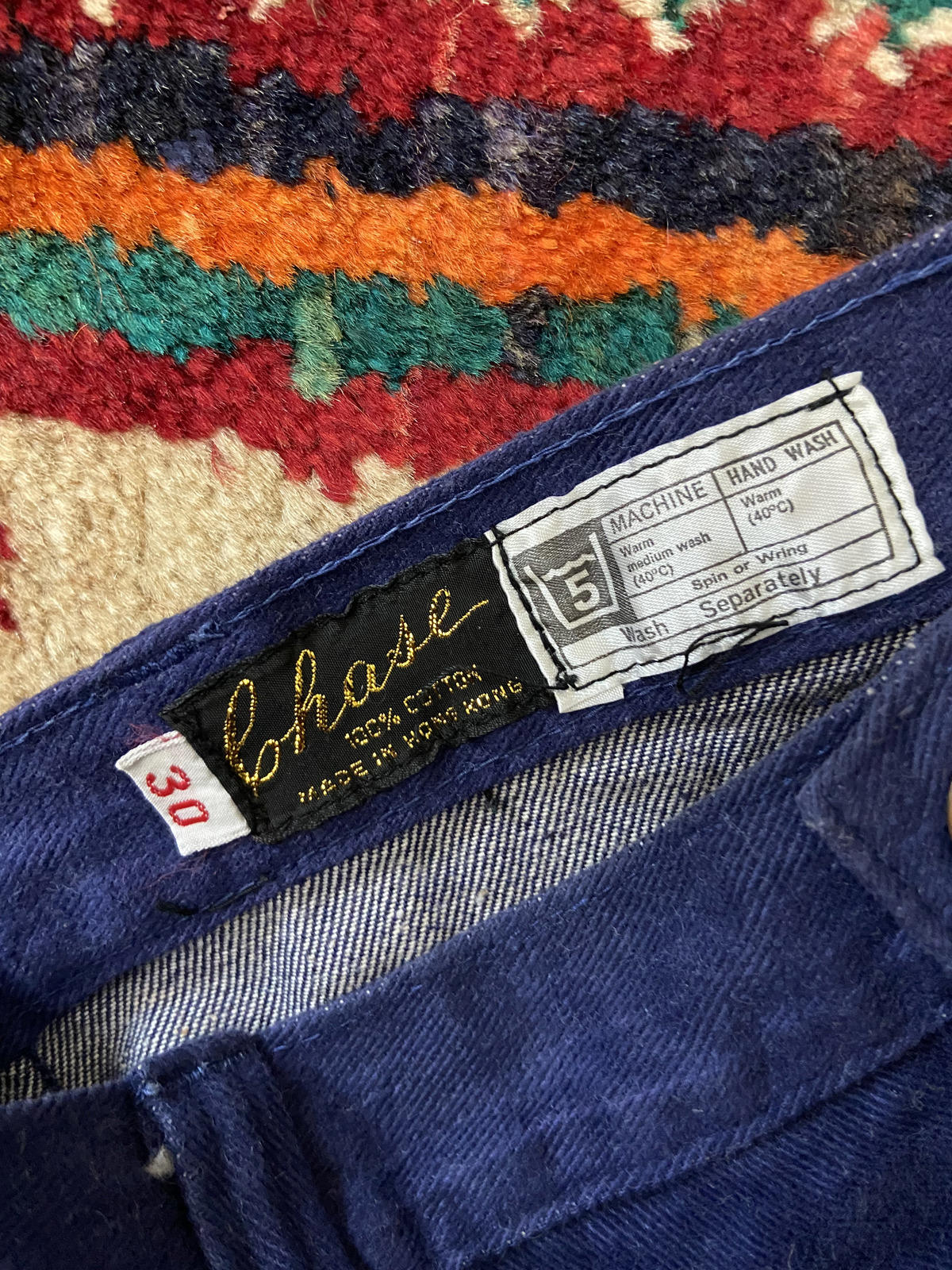Vintage 1970s Indigo Patch Pocket Jeans W29