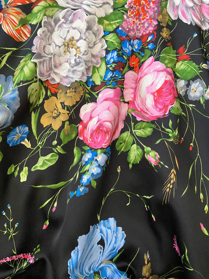 Vintage 1970s Green Velvet Floral Belted Maxi Dress
