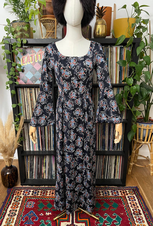 Vintage 90s Funnel Sleeve Maxi Dress