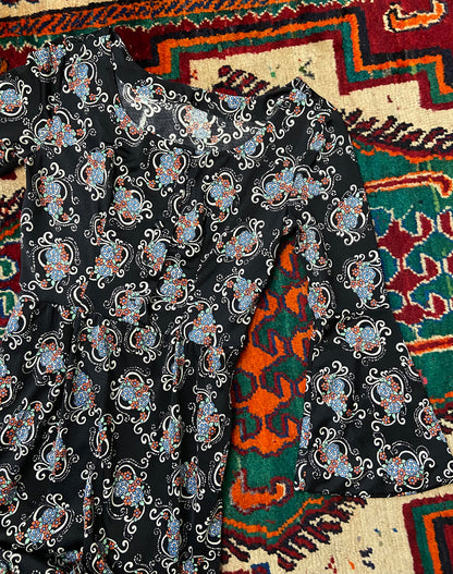Vintage 90s Nylon Funnel Sleeve Maxi Dress